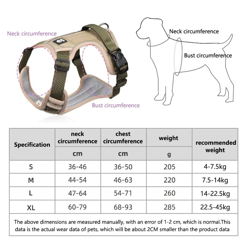 Army Reflective Oxford Dog Harness Vest Training Large | PawJoyKwT