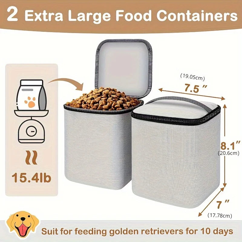 Dual Layer Dog Travel Bag with Collapsible Bowls