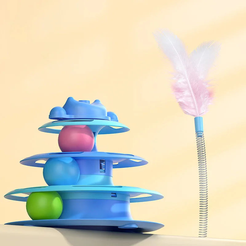 Interactive Cat Turntable Toy Feather Wand | PawJoy USA