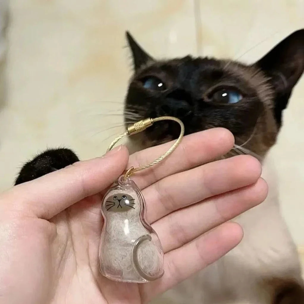 Pet Hair Memorial Resin Capsule Keychain