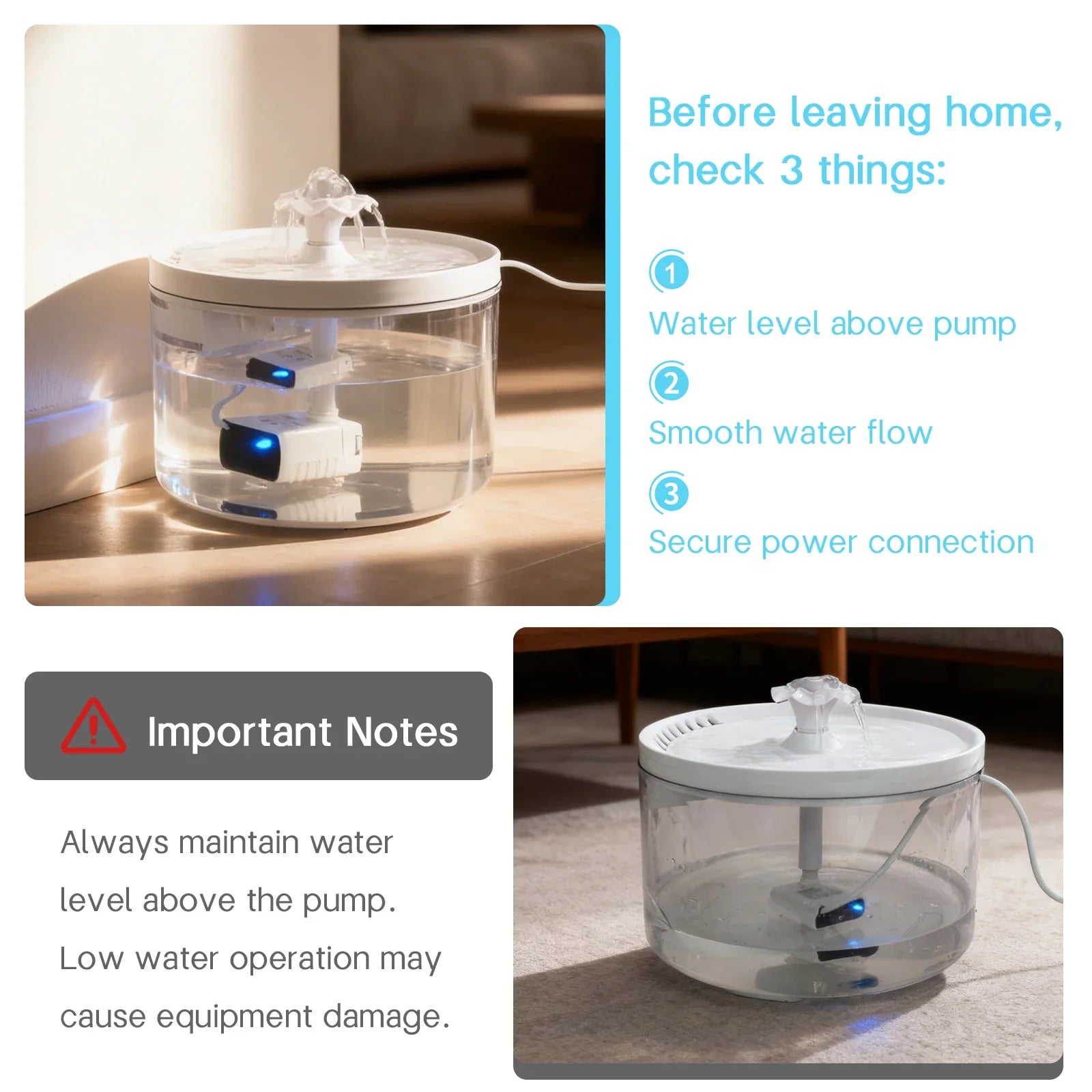 1.8L LED Cat Fountain | Glowing Pet Water Fountain USA