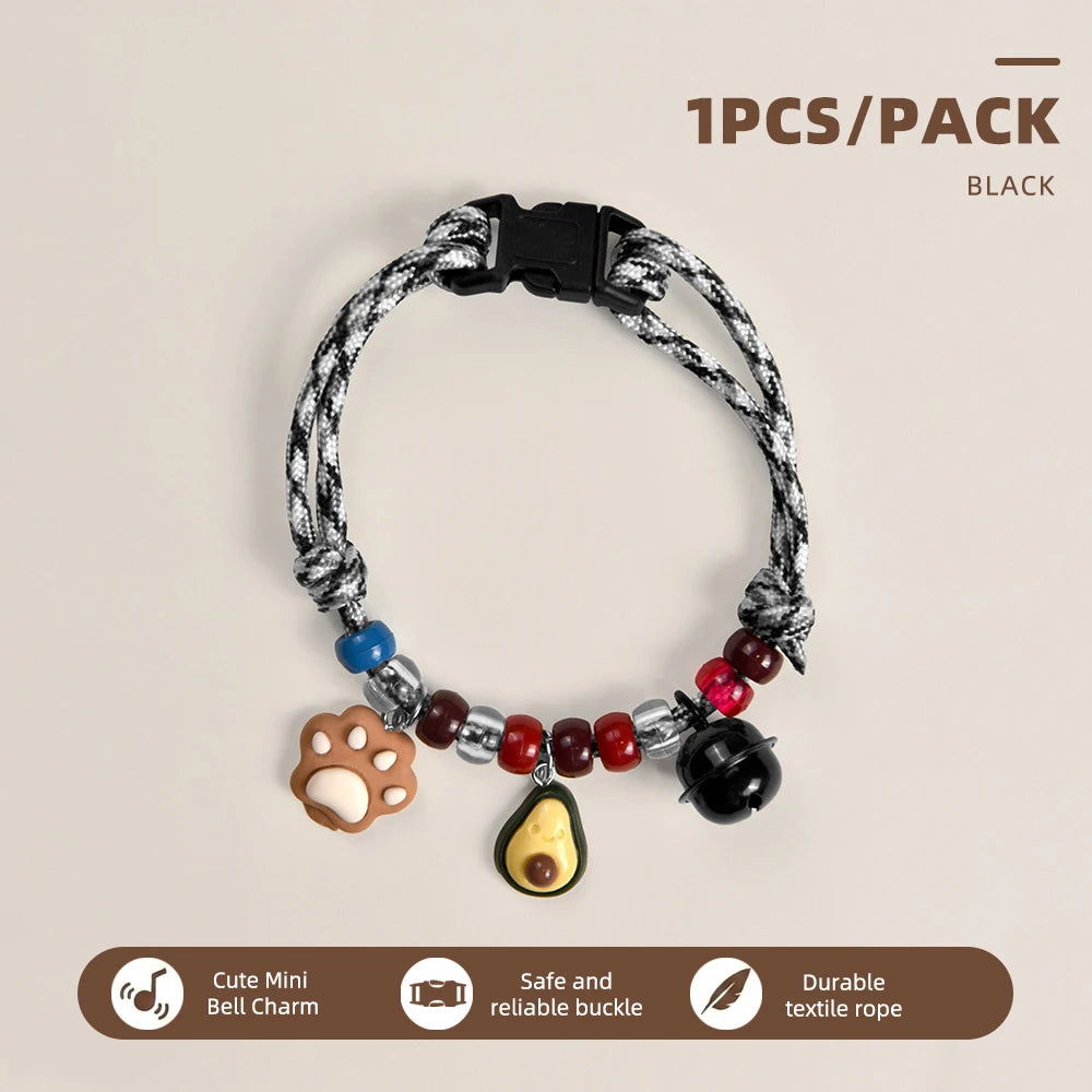 Cute Beaded Pet Collar Adjustable Bell Anti-Lost Cats Dogs