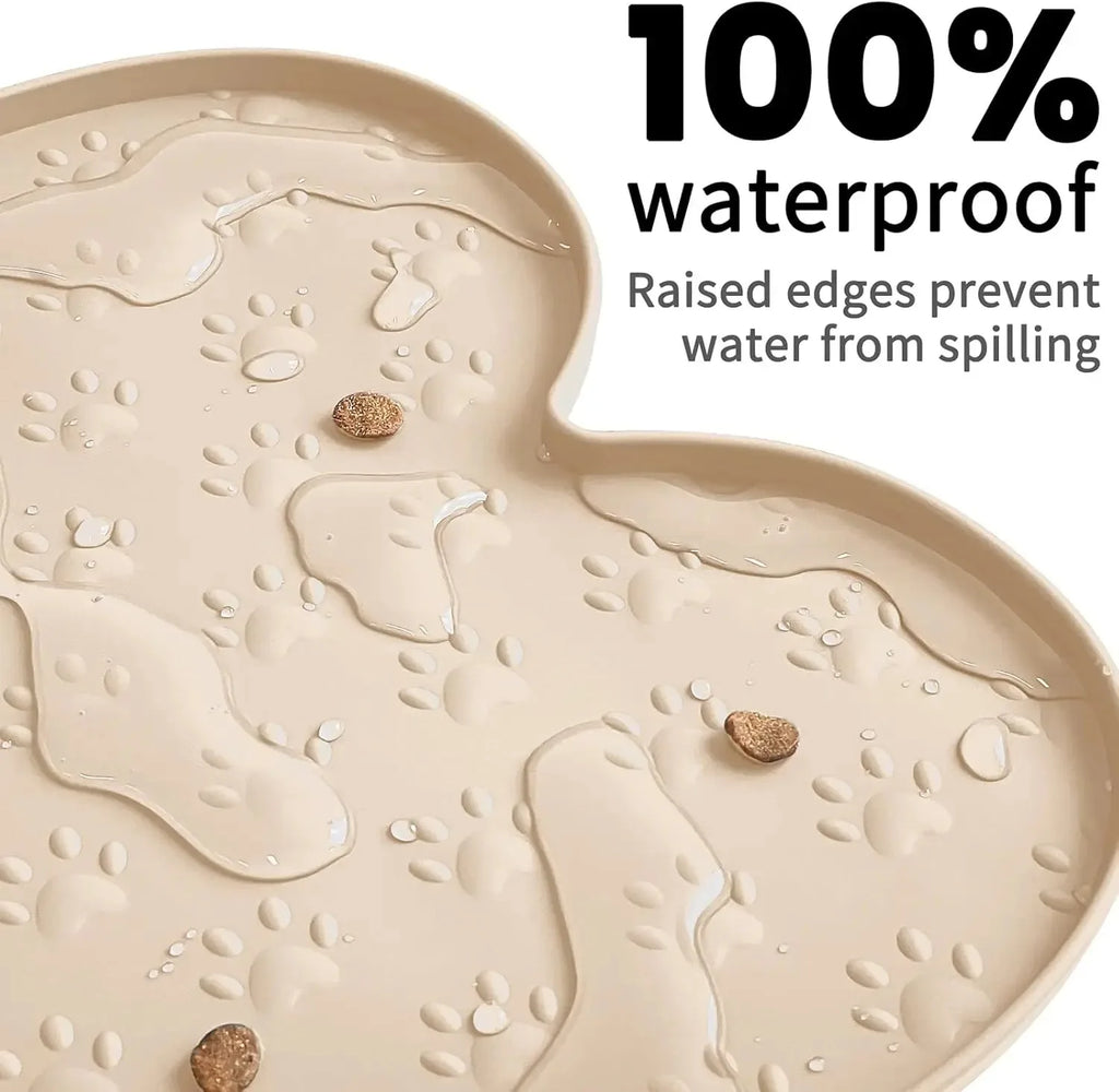 Dog Bowl Mat Thicker Pet Drinking Feeding Placemat  Dog Food Mat Anti-Slip Silicone Waterproof Cat Feeder Pad with Raised Edge