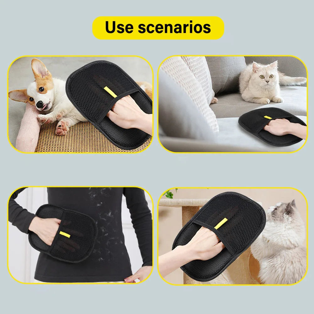 Static Dedusting Pet Hair Remover Grooming Glove Brush