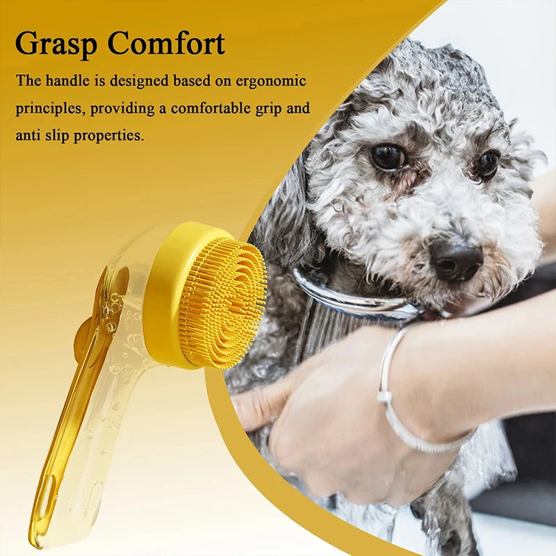 Pet Bath Brush Silicone Shampoo Dispenser for Dogs Cats