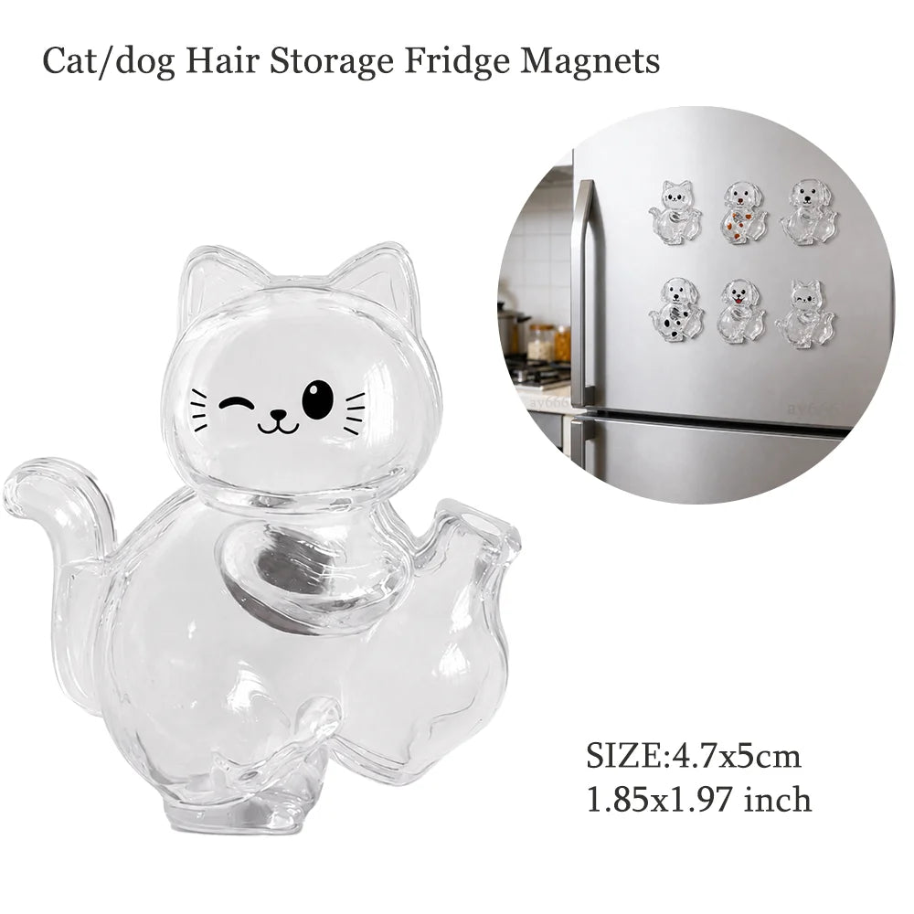Clear resin pet magnet keychain shaped like a cat with black whisker face