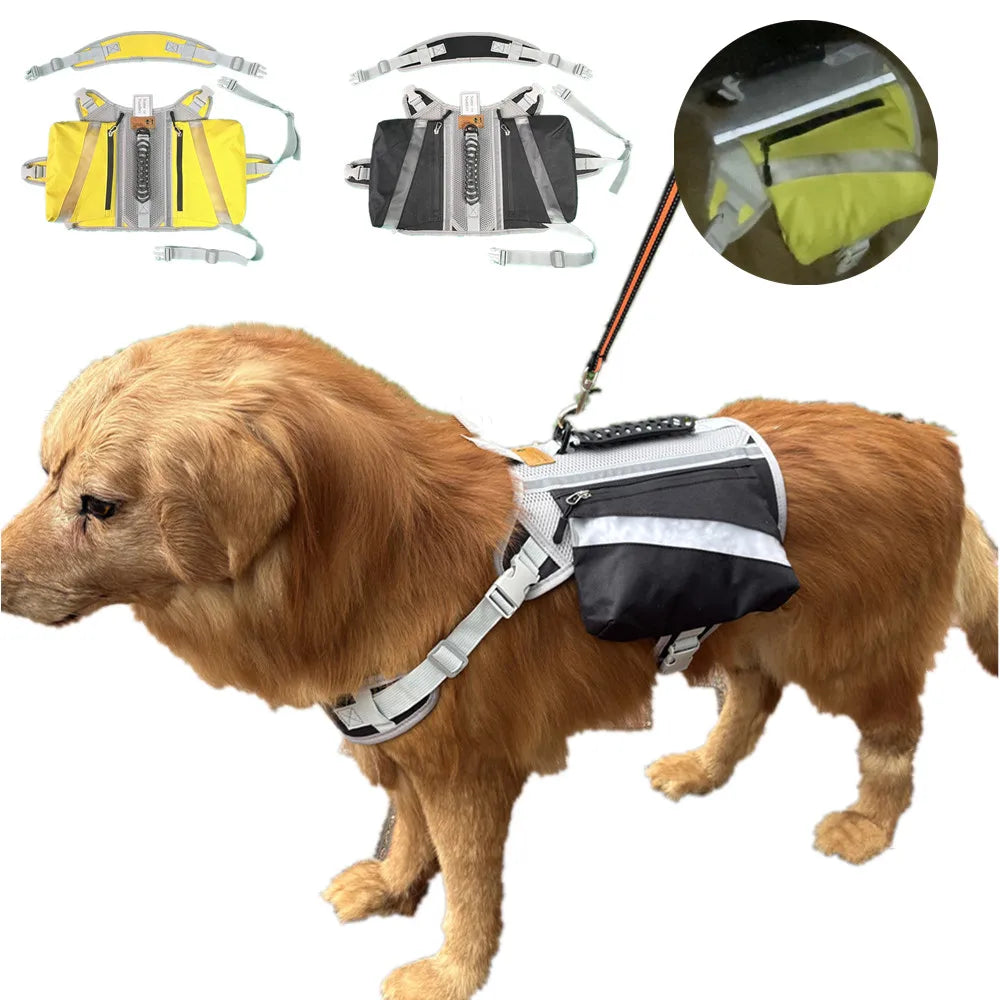 Tactical Dog Backpack Saddlebag with Reflective Pockets