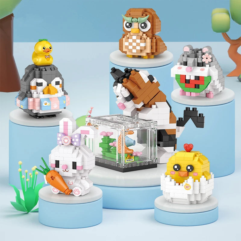 Cute Animal Fish Tank Building Blocks Kit for Kids Girls