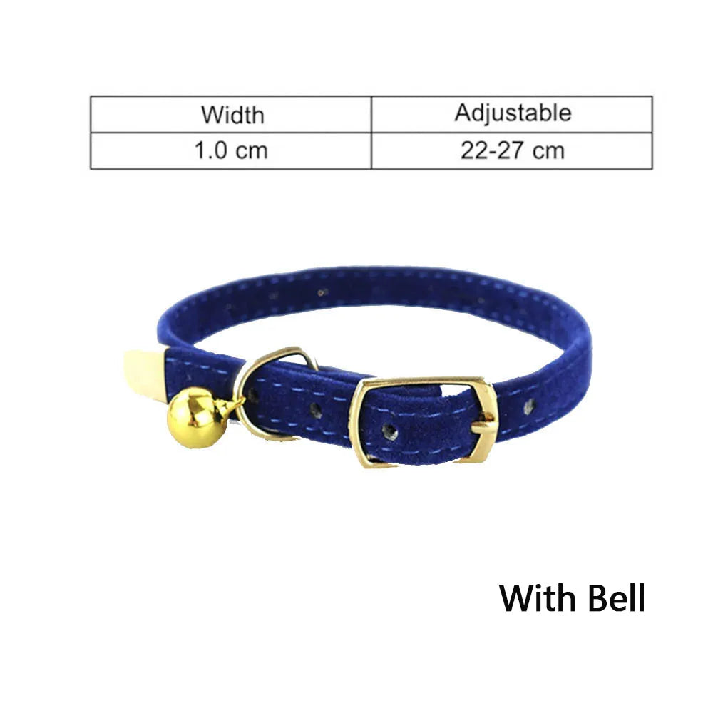 Cat Collar Bell Safety Adjustable Solid Kitten Dog Necklace