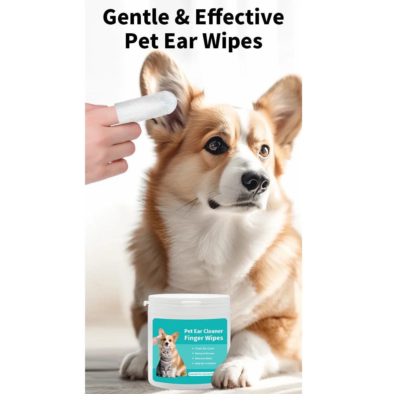 50-Pack Pet Ear Cleaning Wipes for Dogs & Cats Ear Care