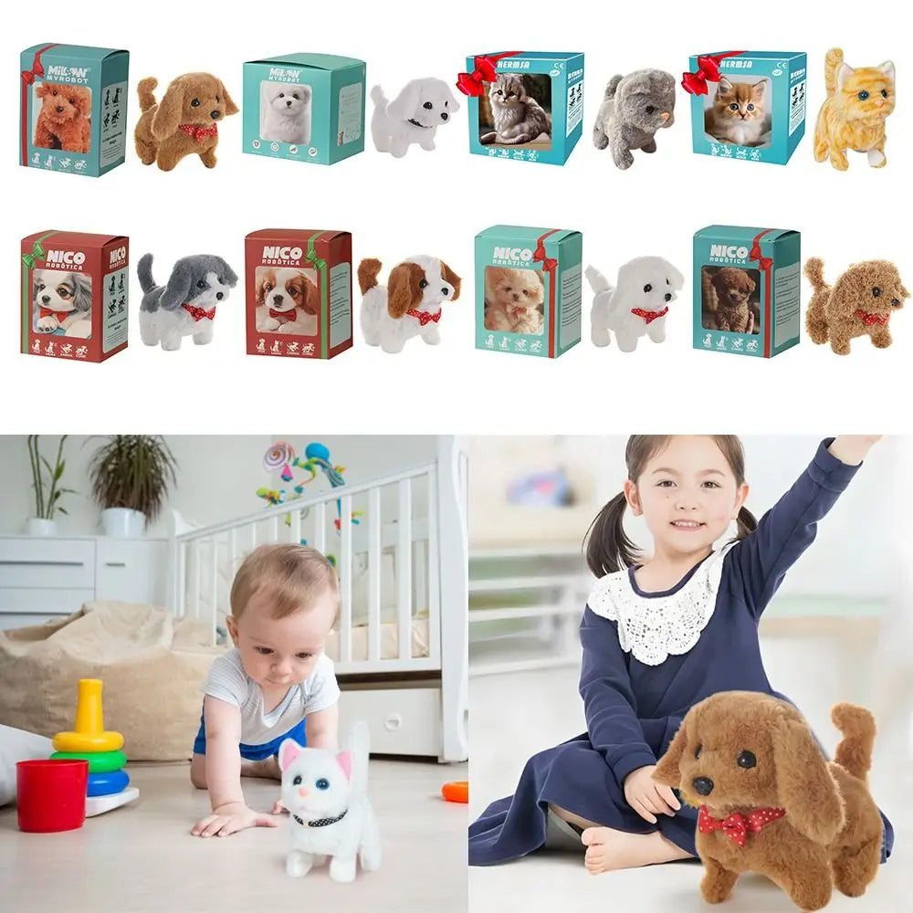 Interactive Walking Robot Puppy Plush Toy Tail Wagging Barking