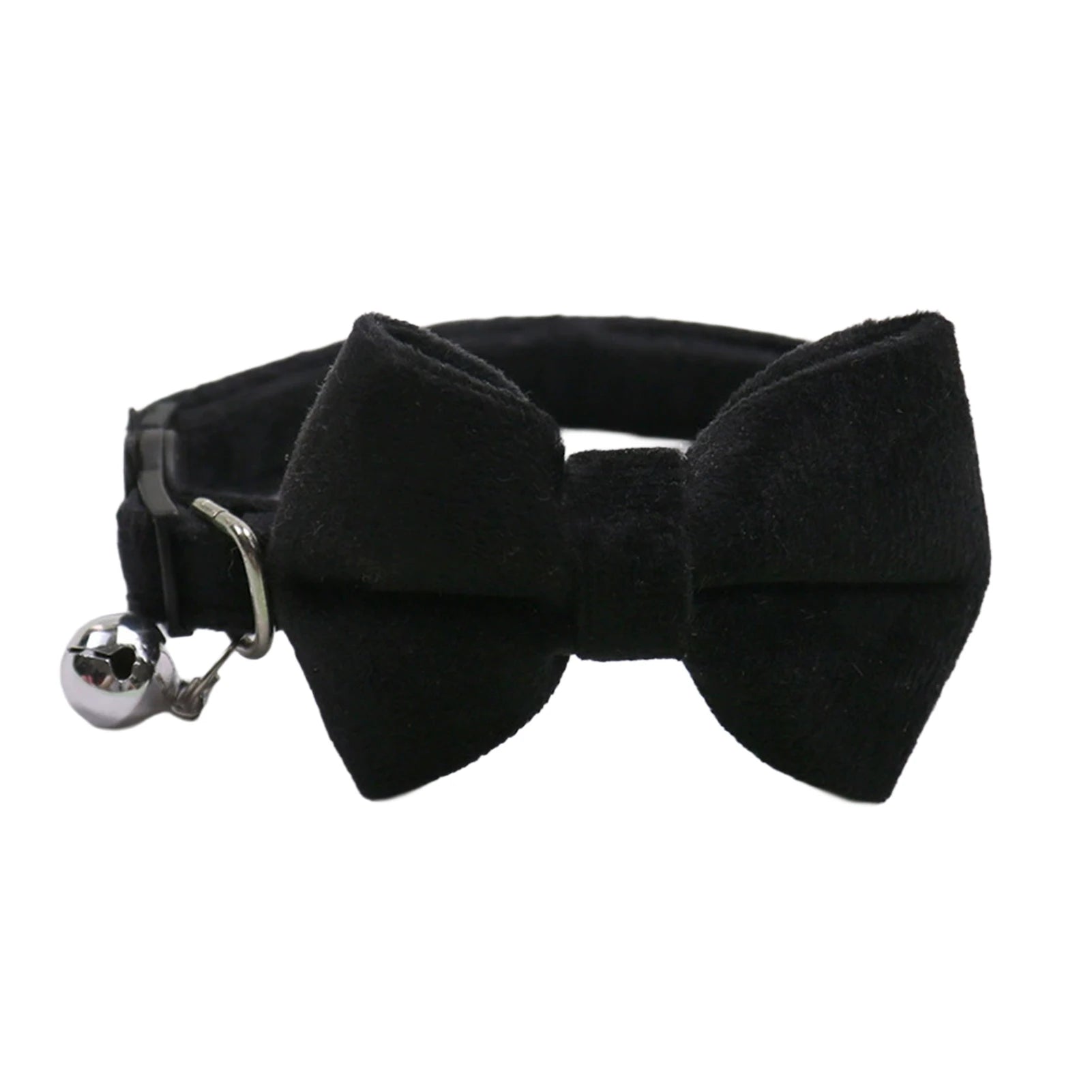 Black velvet cat collar bowknot with bell and adjustable buckle