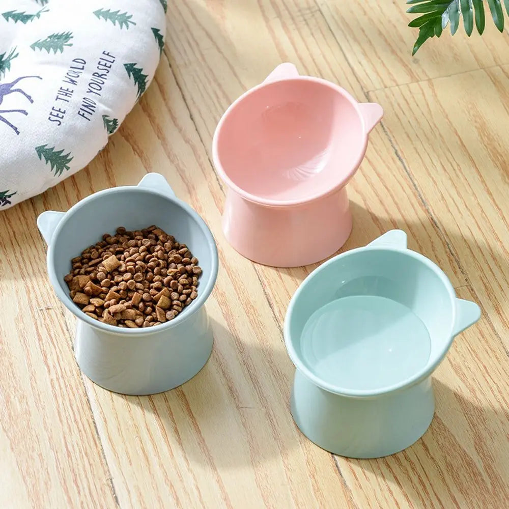 Slanted Elevated Dog Cat Feeder Bowl Food Water Feeding Cup