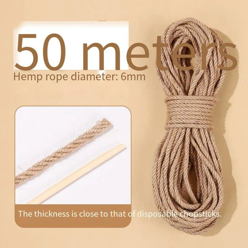 Hemp rope bundle, 6mm diameter, 50m length, tan