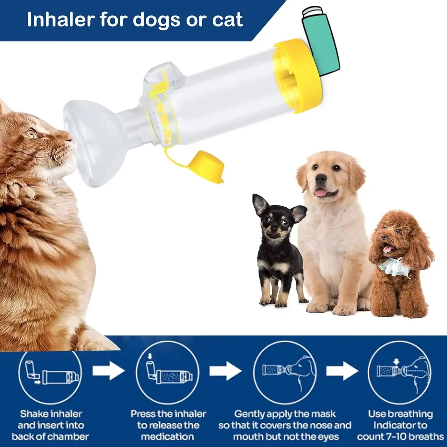 Portable Pet Aerosol Inhaler Spacer with Soft Mask for Cats Dogs