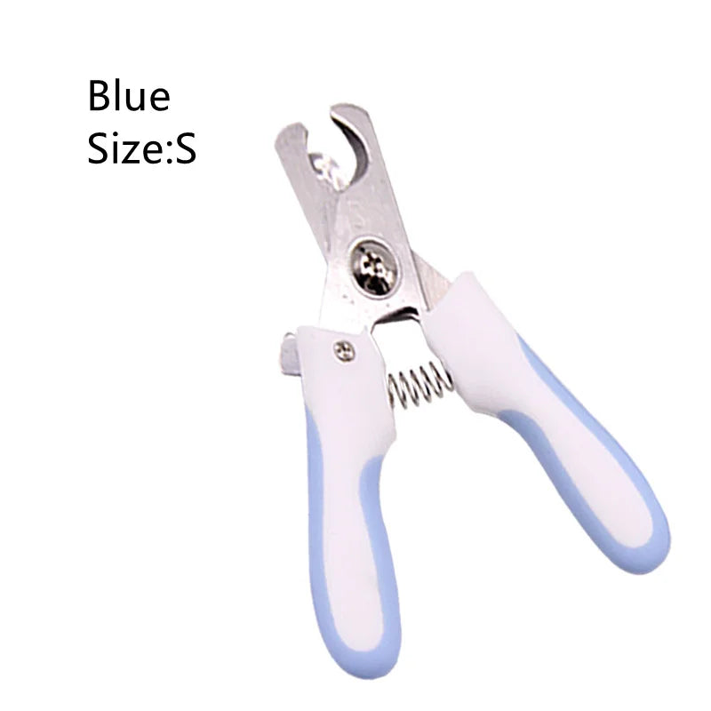Blue pet nail trimmer set, size S, with nail file and clipper