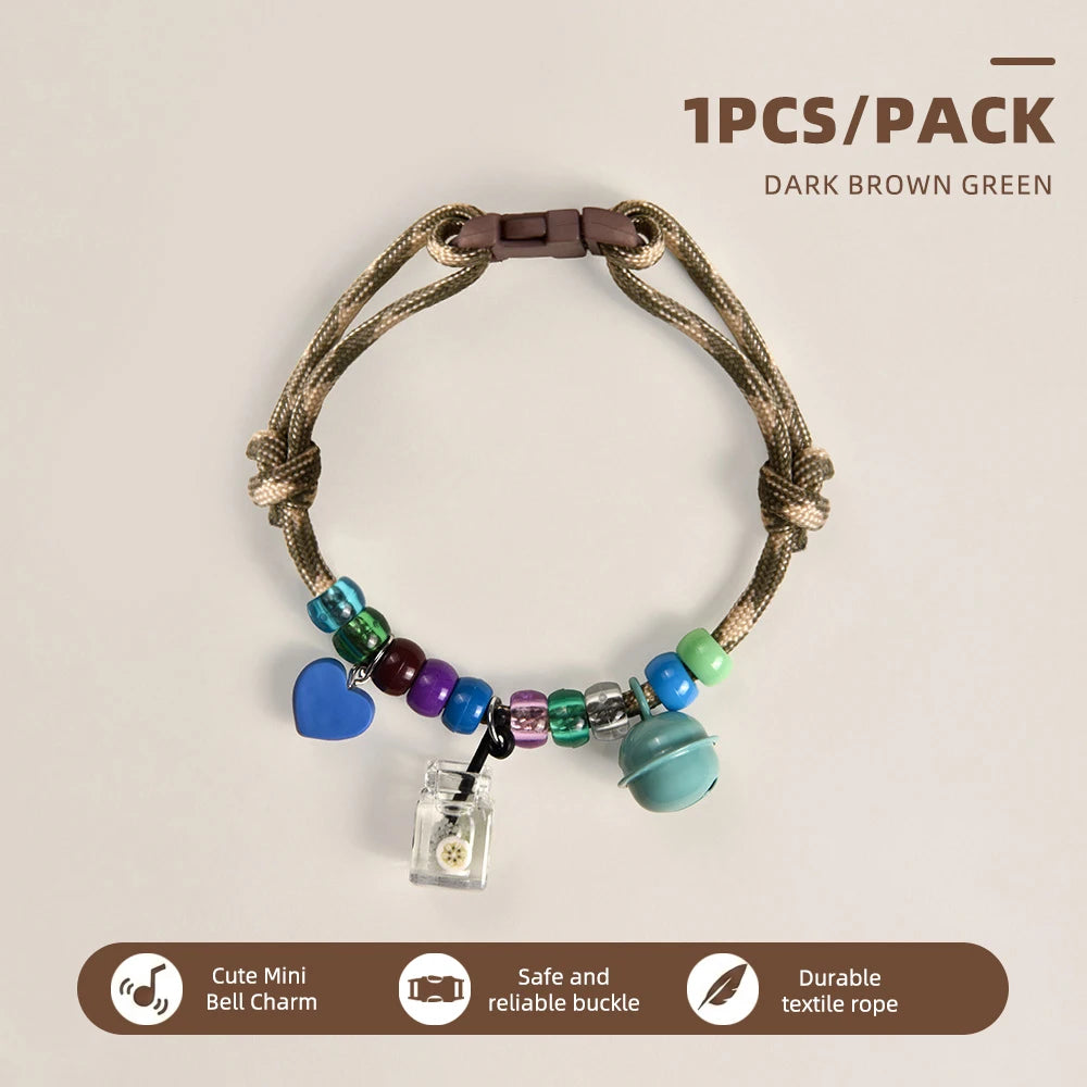 Cute Beaded Pet Collar Adjustable Bell Anti-Lost Cats Dogs