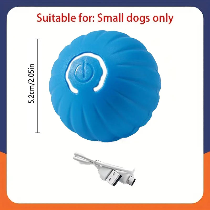 Blue rechargeable moving jump ball toy with glowing power-button ring