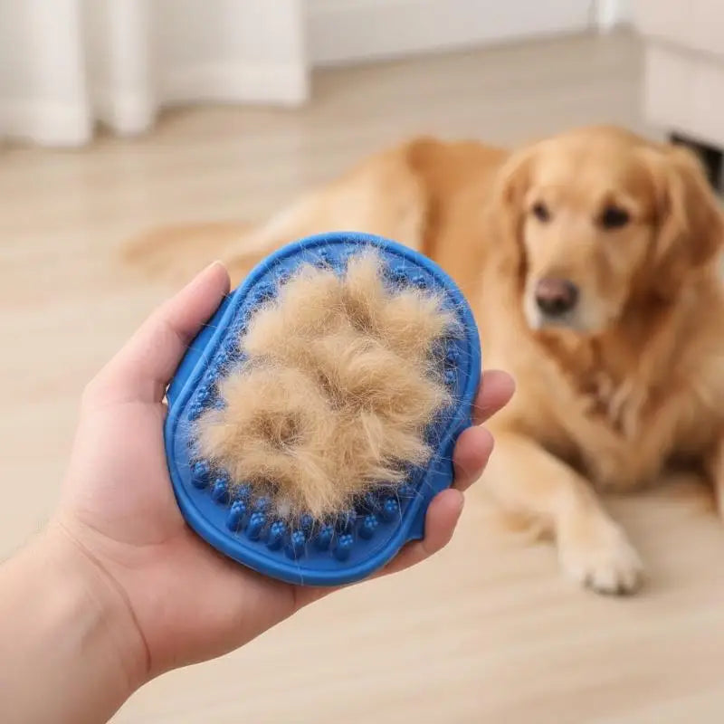 Pet Bath Brush Dog Cat Silicone Massage Glove Adjustable Strap Hair Remover