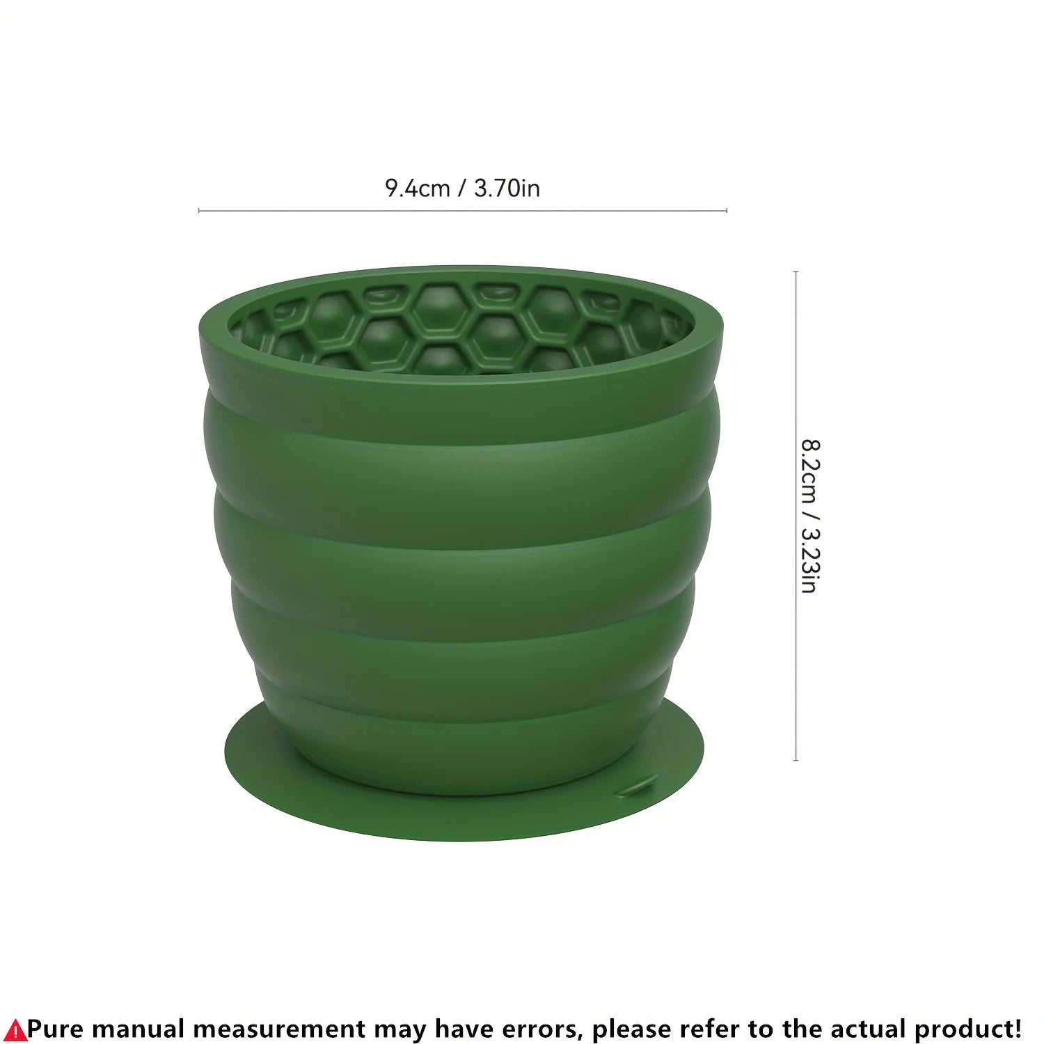 Green silicone slow feeder dog bowl with hex-pattern top and suction base