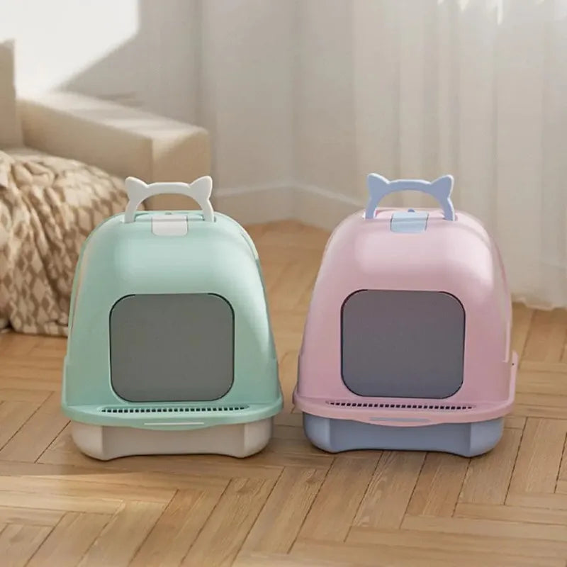 Large Enclosed Cat Litter Box with Lid Kitten Litter Pan