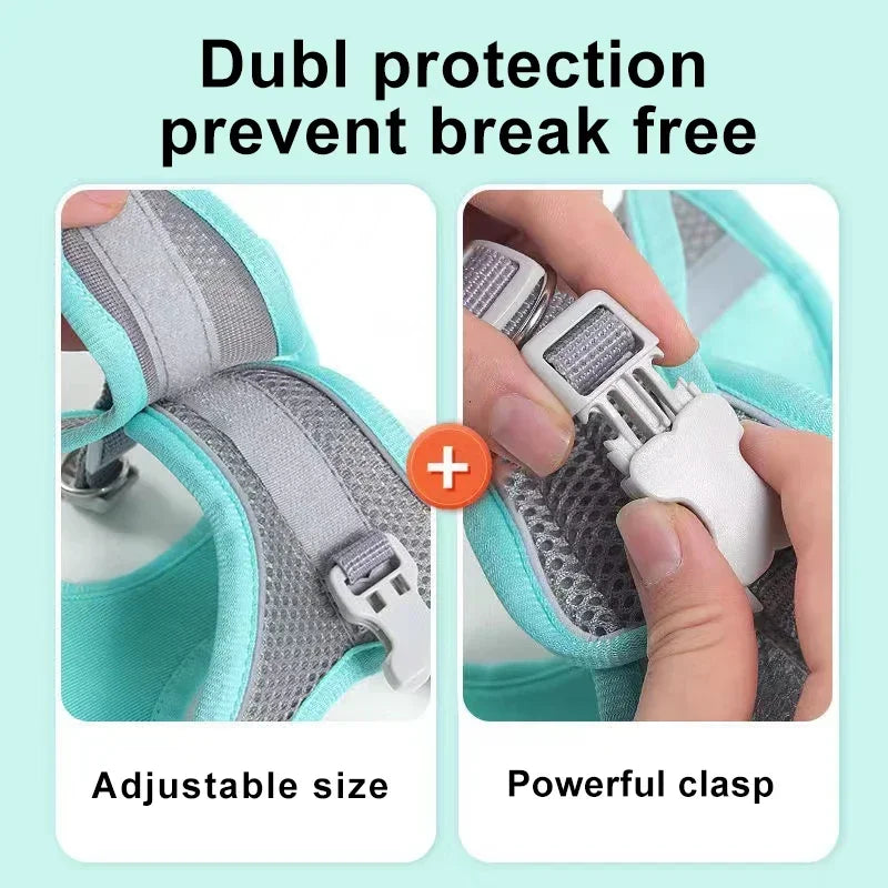 Dog Harness Leash Set Plaid Pattern Cute Adjustable No Pull Vest Small Medium