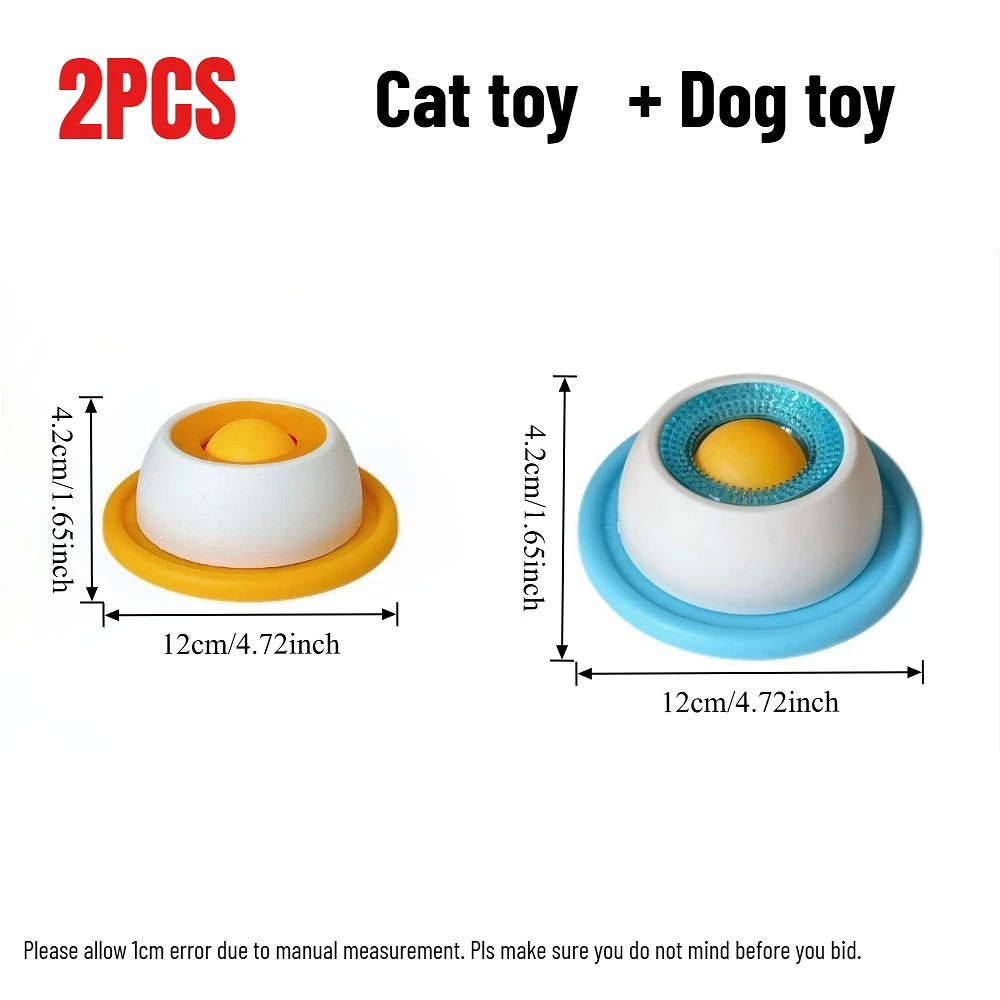 2-pack slow feeder licking bowls diagram: yellow-base and blue-base versions