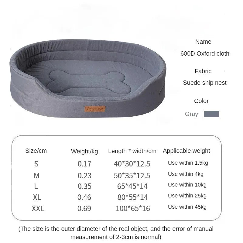 Gray medium dog sofa bed mat diagram: 600D Oxford cloth and suede nest