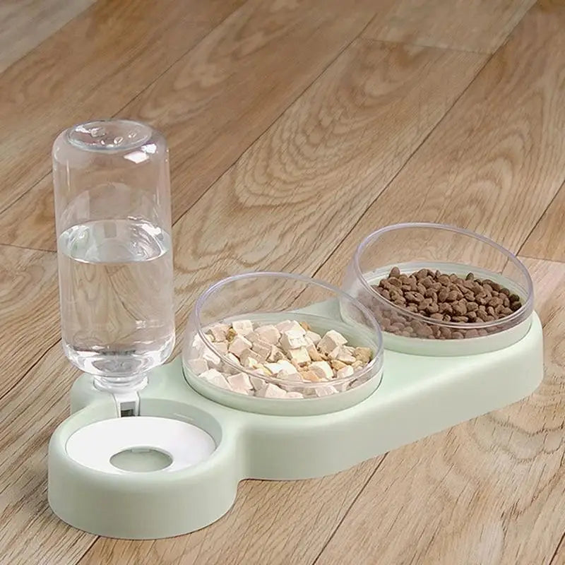3-Bowl Automatic Pet Feeder Large Water Dispenser Dog Cat Basin