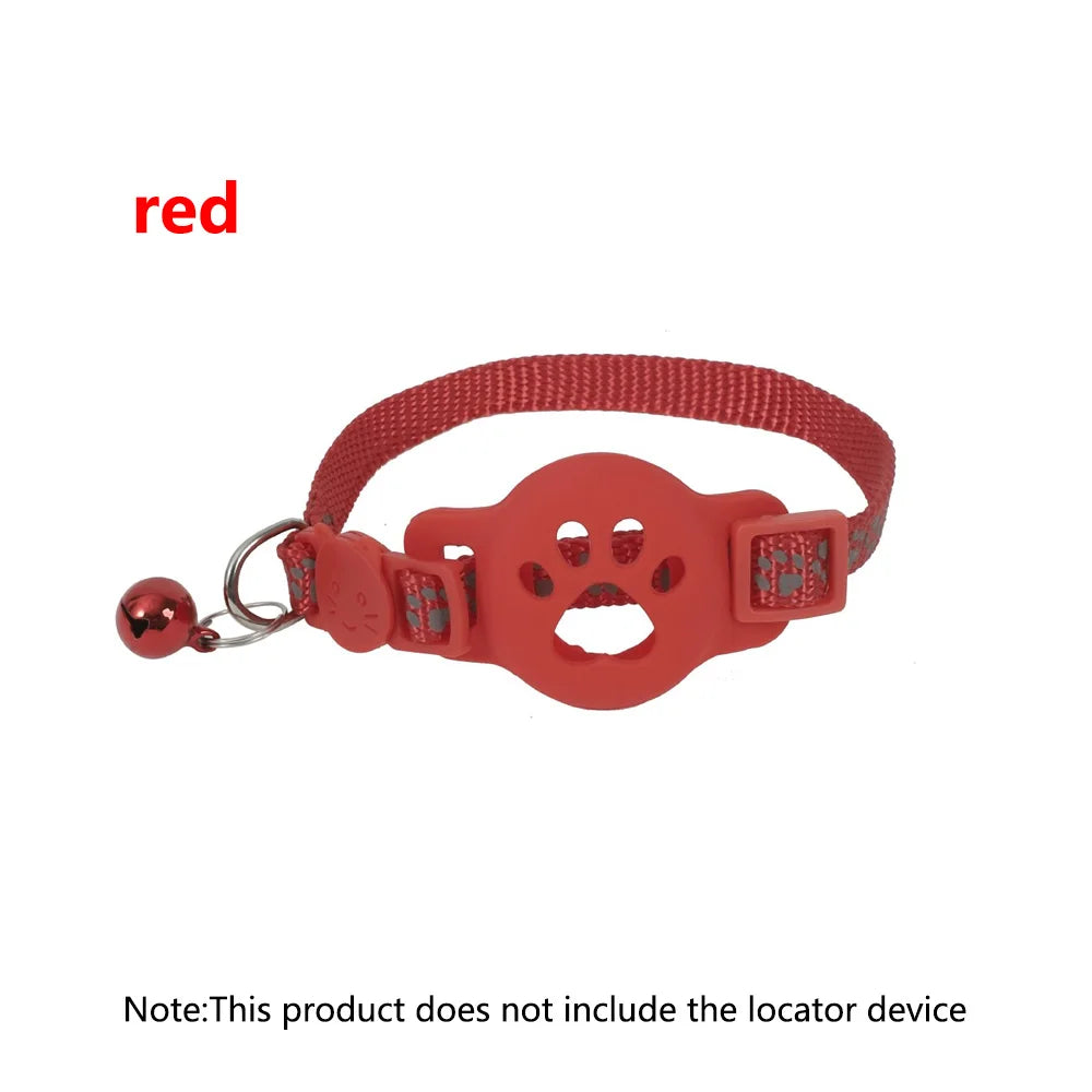 Reflective Cat Collar AirTag Holder Bell Adjustable Domestic