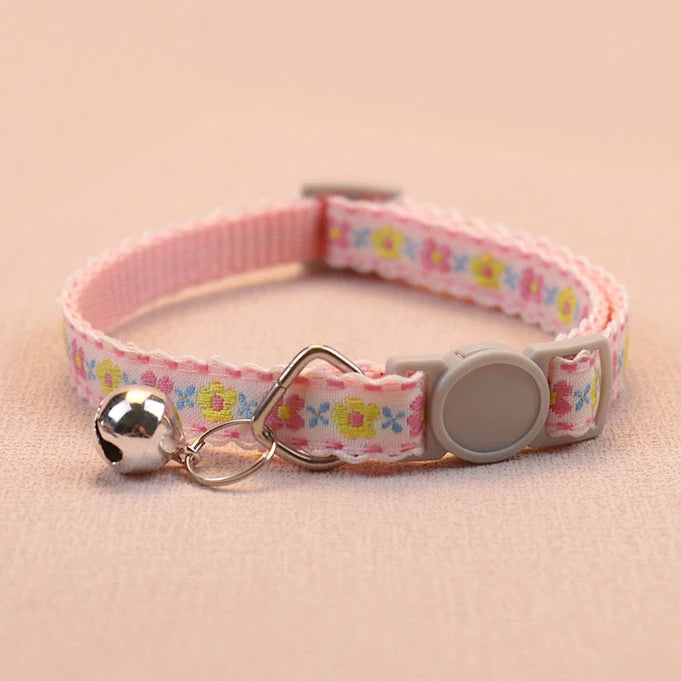 Floral Embroidered Cat Collar Durable Lace Bell Premium