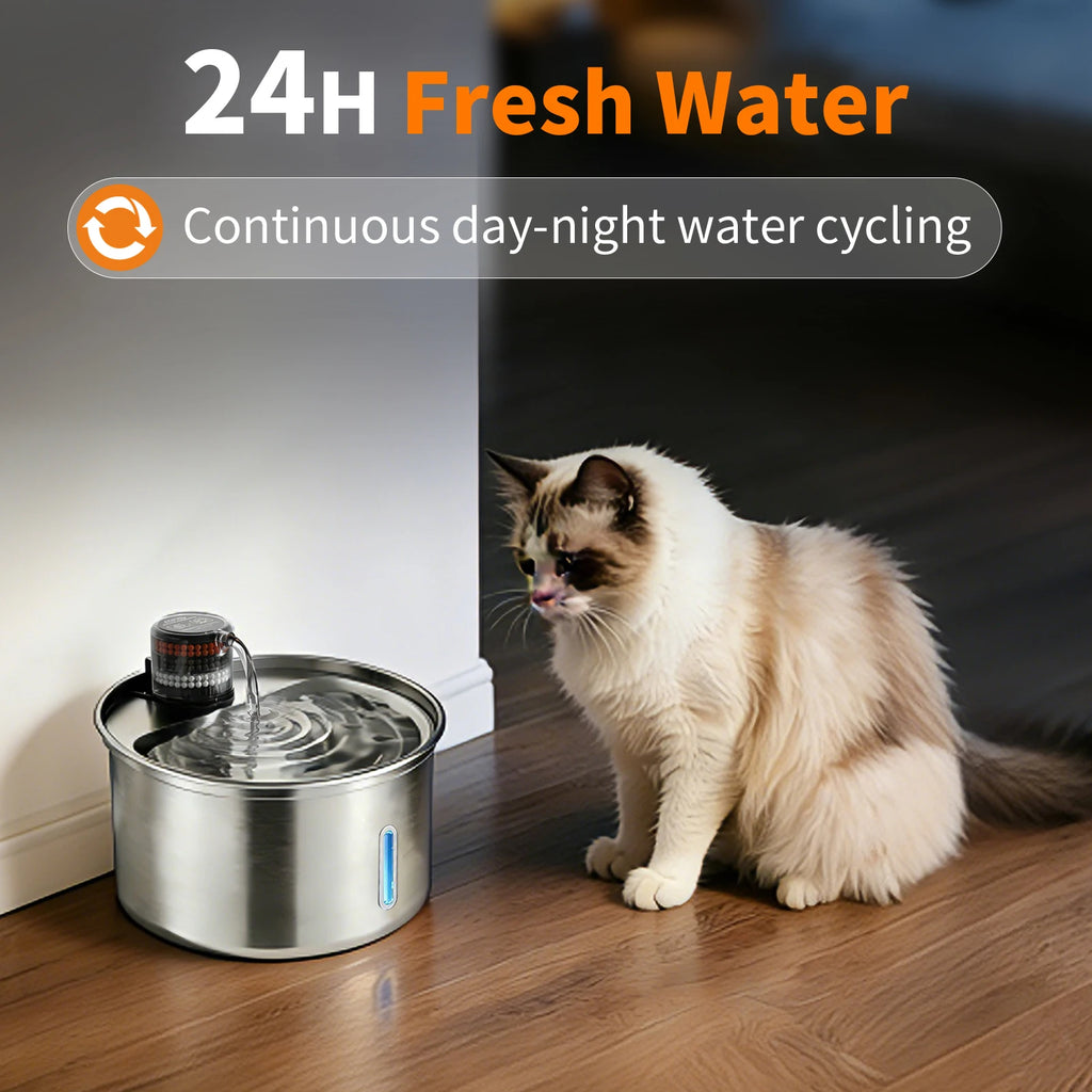 PawJoy 3.2L Stainless Fountain | Premium Cat Water Fountain USA