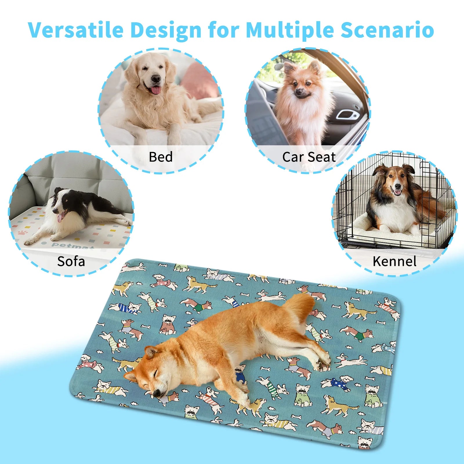 Absorbent Dog Cooling Mat and Pet Bed Blanket