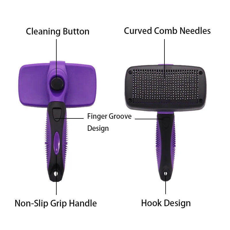 One-Click Self-Cleaning Slicker Brush for Dog and Cat Grooming