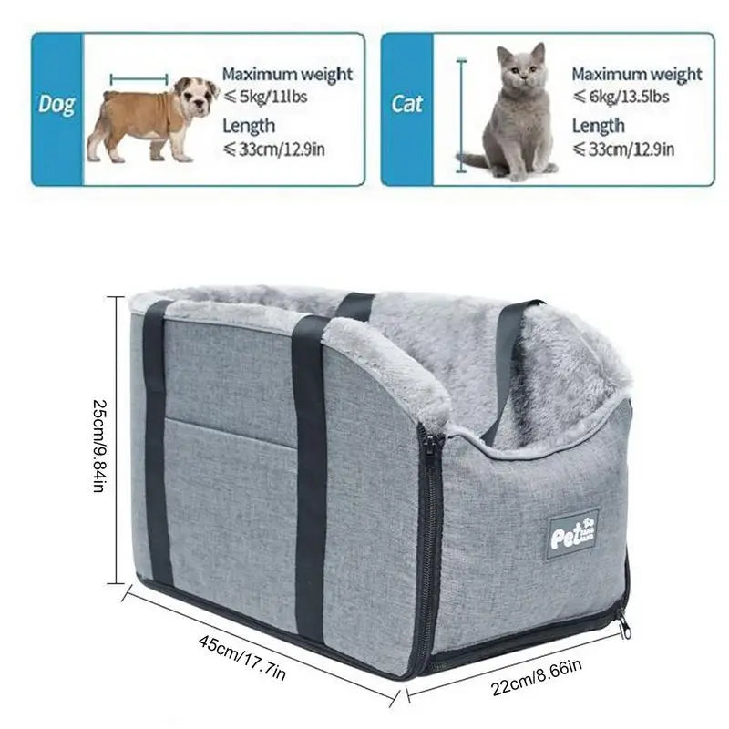 Portable Pet Dog Car Seat Central Control Nonslip Kennel Bed Cozy Safe