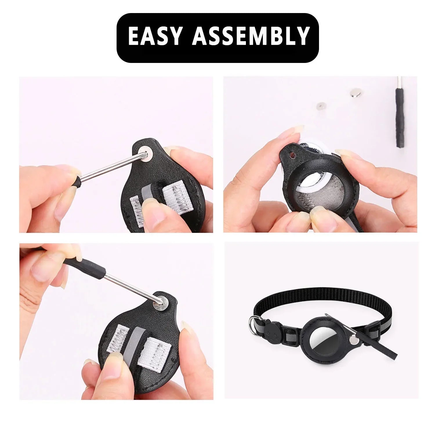 Waterproof Breakaway Cat Collar Bell Reflective AirTag Holder