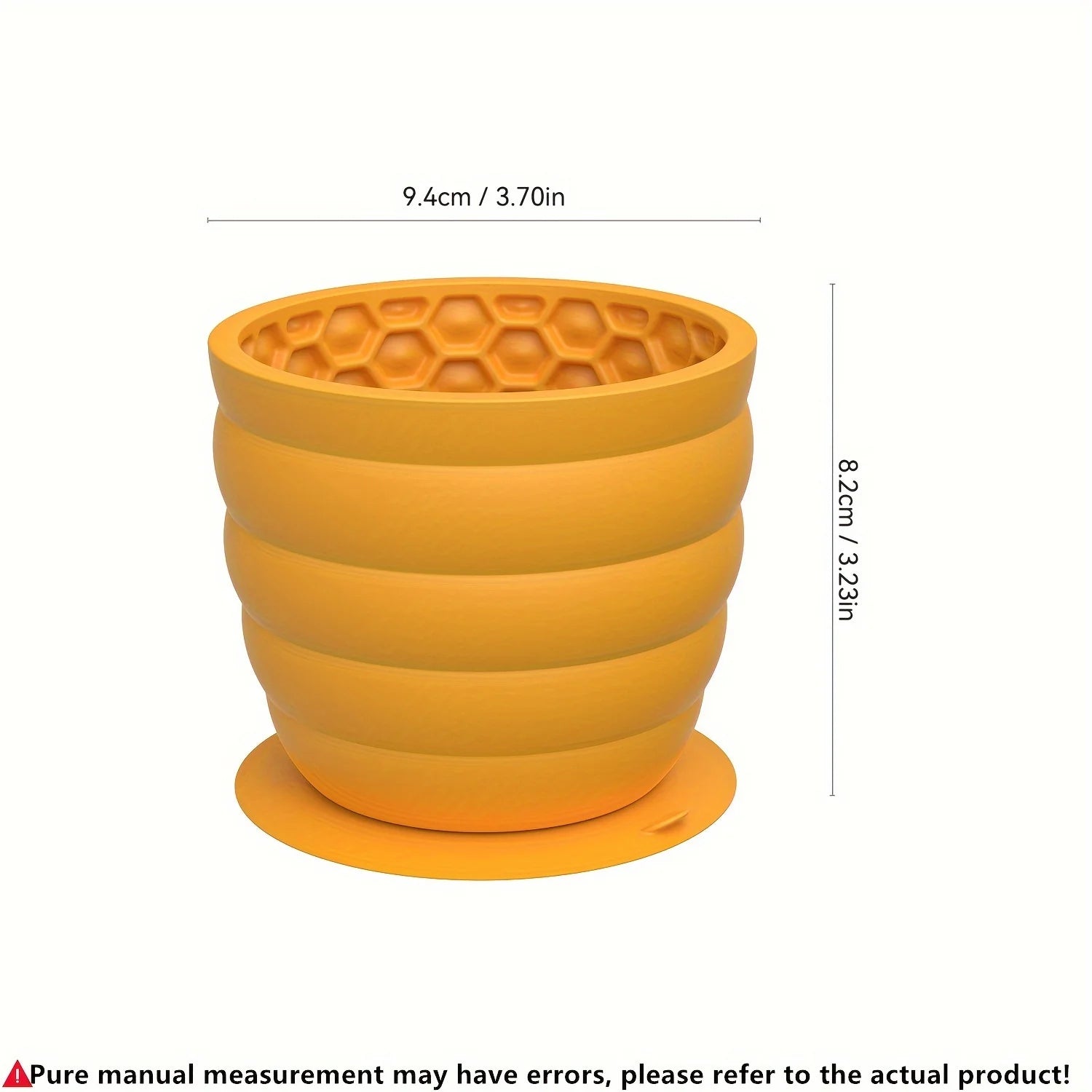 Yellow silicone slow feeder dog bowl with hex-pattern top and suction base