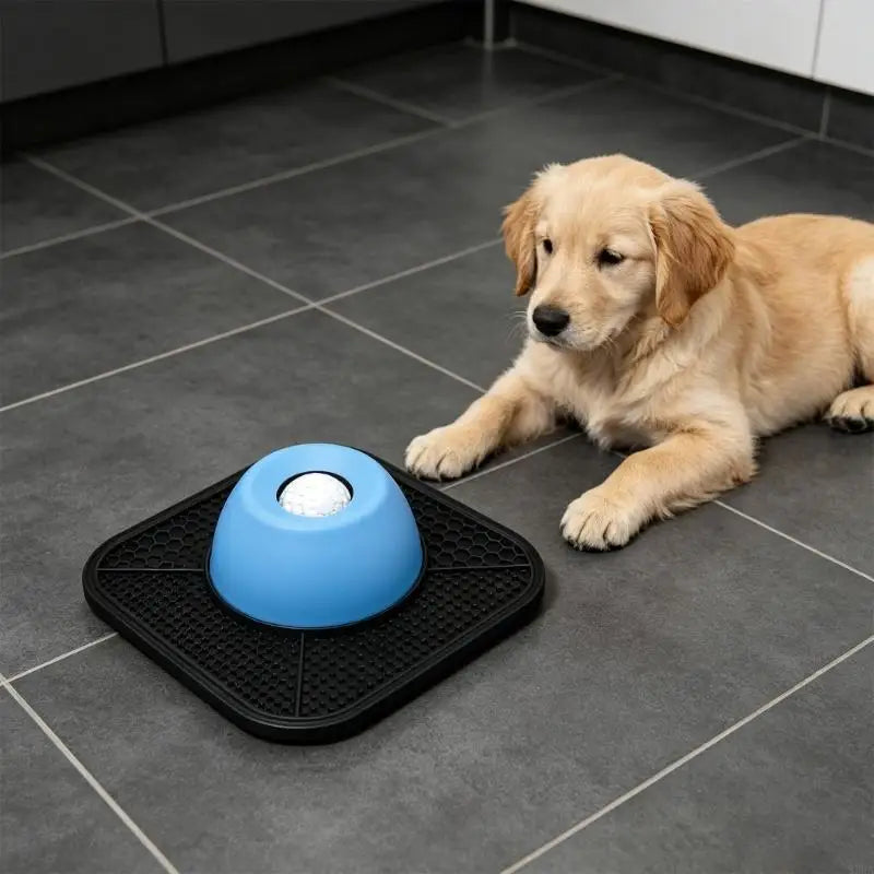 Interactive Slow Feeder Dog Bowl with Rotating Ball Toy