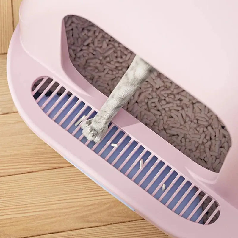 Large Enclosed Cat Litter Box with Lid Kitten Litter Pan