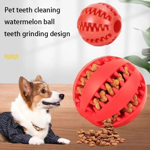 Red bite-resistant watermelon-shaped dog treat ball with teeth-grinding nibs