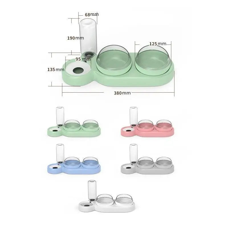 3-Bowl Automatic Pet Feeder Large Water Dispenser Dog Cat Basin