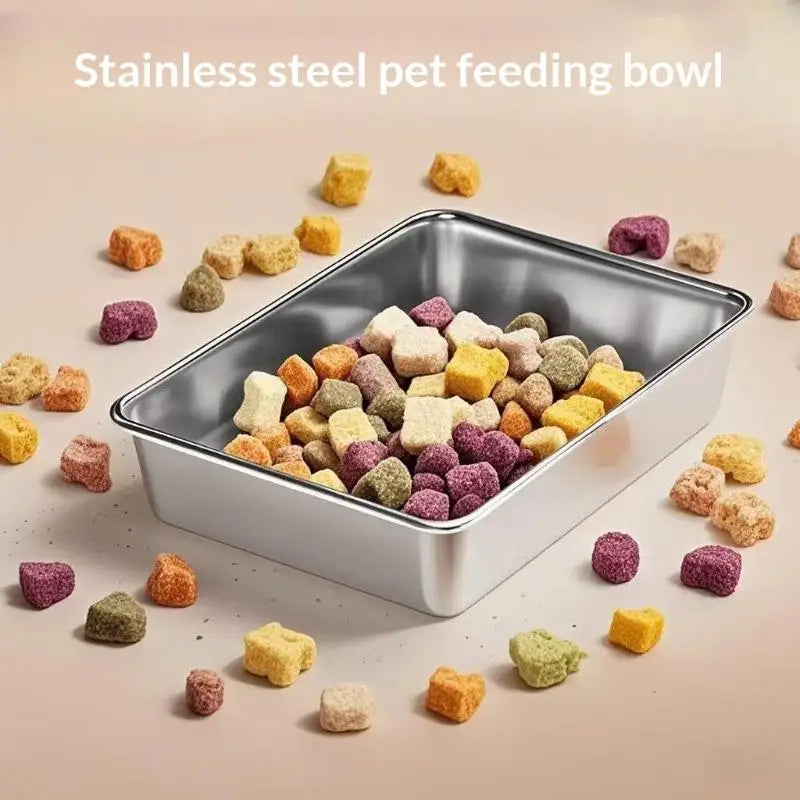 Large Tilted Stainless Steel Dog Bowl with Neck Guard