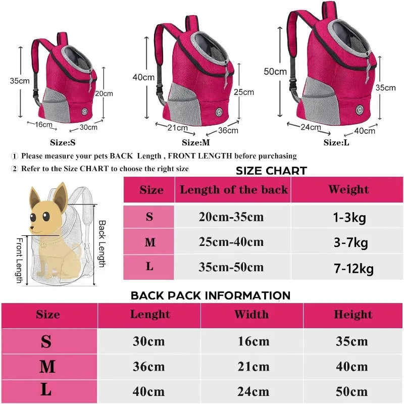 Front-Fold Pet Backpack Carrier with Ventilation Mesh