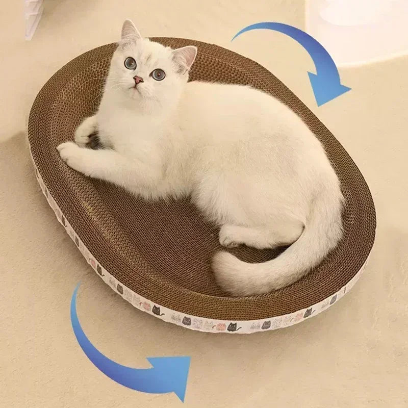 Corrugated Cat Scratcher Bed Round Oval - Claw Grinding Toy for Cats