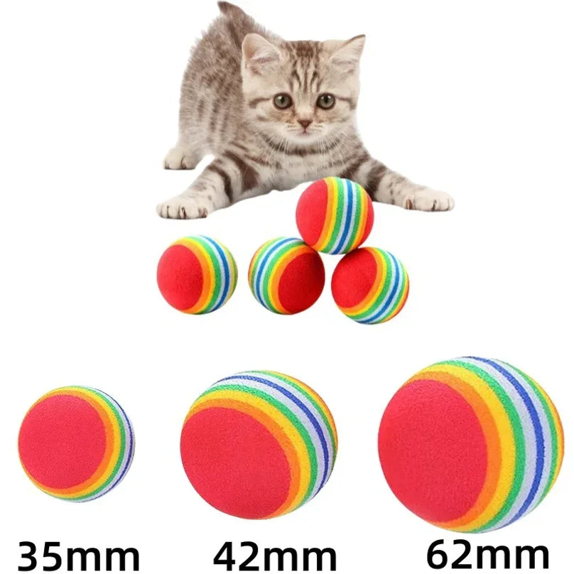 Colorful Rainbow Foam Fetch Ball Soft Chew Toy for Dogs
