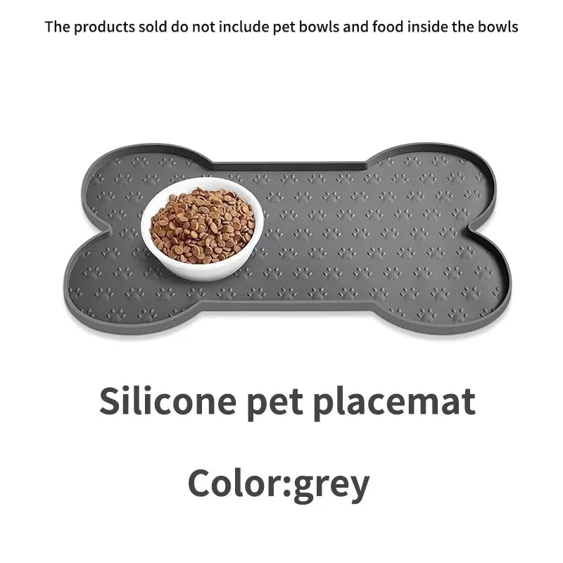 Dog Bowl Mat Thicker Pet Drinking Feeding Placemat  Dog Food Mat Anti-Slip Silicone Waterproof Cat Feeder Pad with Raised Edge