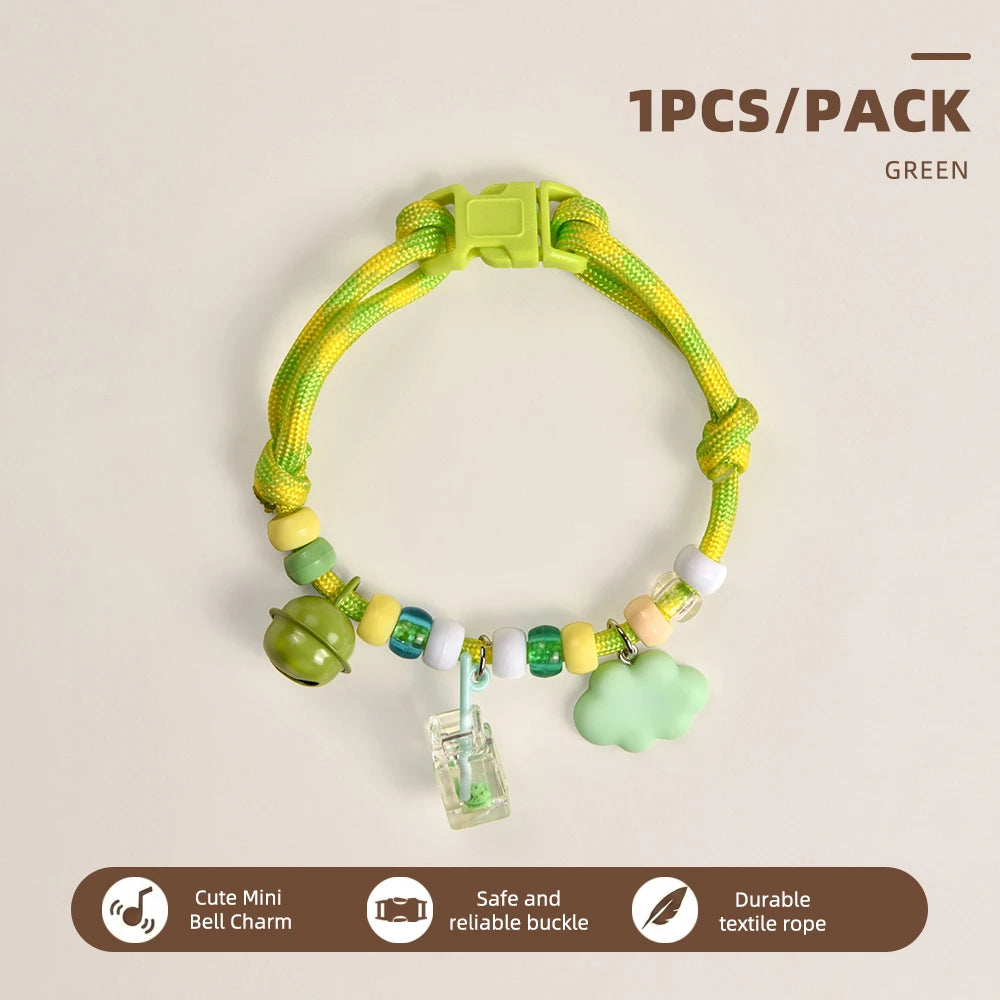 Cute Beaded Pet Collar Adjustable Bell Anti-Lost Cats Dogs