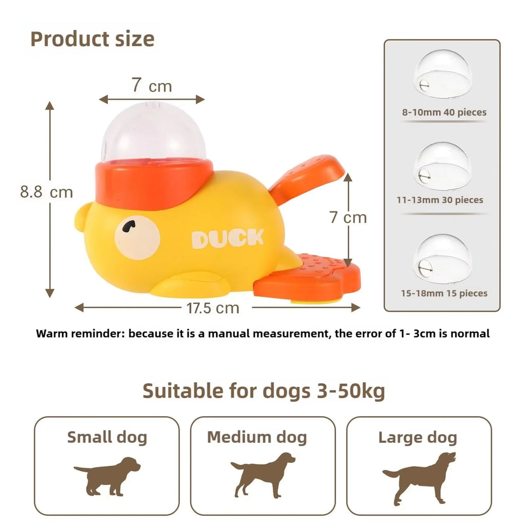 Duck Dog Snack Dispenser Anti-Swallow Slow Feeder Small Medium Pets