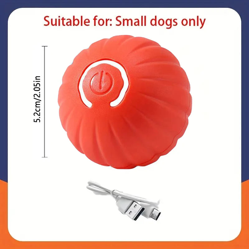 Orange rechargeable moving jump ball toy with light-ring power button