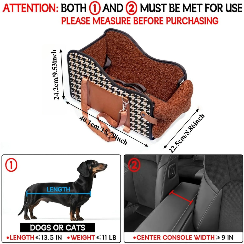 Portable Armrest Pet Car Seat Cushion for Small Dogs